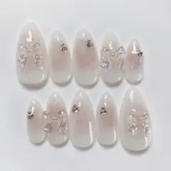 現品セール】ネイルチップ♡ブルー ホワイト 水色 量産型地雷韓国