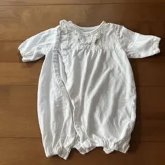 ホワイト コットンロンパース 半袖