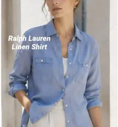 【清涼】POLO RALPH LAUREN ライトブルー ワーク リネン シャツのサムネイル