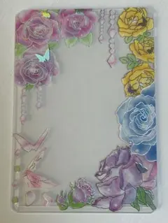 No.130 硬質ケースデコ B8 トレカ カード ホログラム 花 薔薇 蝶