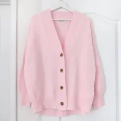 アース ミュージック＆エコロジー ルーズカーディガン ピンク