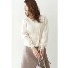 プロポーションボディドレッシング ボートネック リブニット 白 春 きれいめ