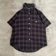 Burberrys バーバリー　チェックシャツ　半袖　ネイビー