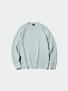 UNIQLO ウォッシャブルミラノリブクルーネックセーターL ライトブルー