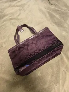 COACH F46702 パープル スパンコール トートバッグ