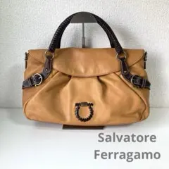 Salvatore Ferragamo 2wayレザートートバッグ キャメル