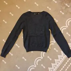 ZARA ダークブルー Vネックセーター USA 5