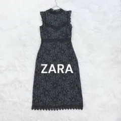 ザラ♡ZARA 総レースノースリーブワンピース S グリーン タイト 結婚式 華