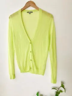 UNIQLO ライトVネックカーディガン(長袖）UV Ｌ　ライトグリーン