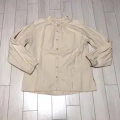 今だけ価格MelanClugeアイボリーフリルスタンドカラー綿100%ブラウス