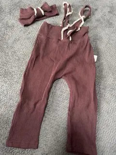 サスペンダー付きパンツとヘアバンドセット