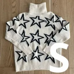 PEARLY GATES ゴルフニットセーター ホワイト 星柄 タートルネック