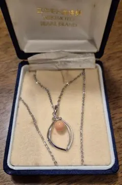 50年程前にミキモト真珠島で購入Mikimoto ピンク珊瑚 シルバーネックレス