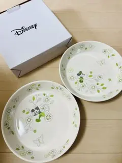 Disney ミッキー&ミニー花模様 皿 2枚セット　非売品