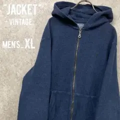 レア90s《ポロバイラルフローレン》コットンニットパーカー/ネイビー/メンズXL