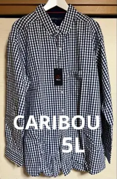 ★新品タグ付★CARIBOU/長袖/ボタンダウンシャツ/ギンガムチェック/5L青