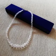 本水晶ネックレス 約43cm 専用ケース付 金具silver