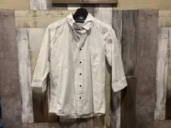 メンズ　ドット柄 長袖シャツ ホワイト　Sサイズ