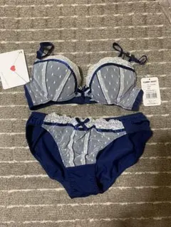 YUMMY MART ブラジャーショーツセット ネイビー B65のサムネイル