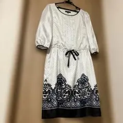 Reflect エレガントプリント 七分袖ワンピース