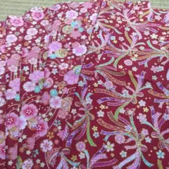 和柄　赤系はぎれ　2種　6枚