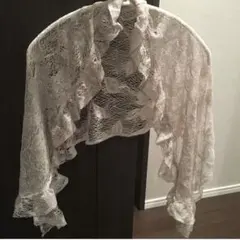 アイボリー レース フリル ショール