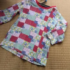 長袖カットソー パッチワーク柄 マルチカラー