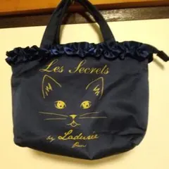 猫イラスト ミニトートバッグ ネイビー