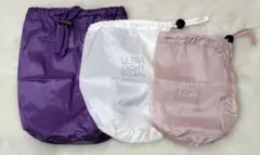 UNIQLO　ライトダウン用　3色セット 巾着　軽量　パープル　白　ピンク