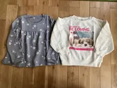 新品 女の子 キッズ 薄手トレーナー セット 白 ブルー 120センチ