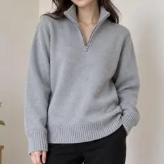 EMODA ハーフジップ ニット グレー 長袖 フリーサイズ