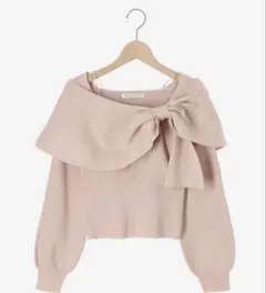 MAJESTIC LEGON ビジューリボンオフショルニット ピンク 新品同様