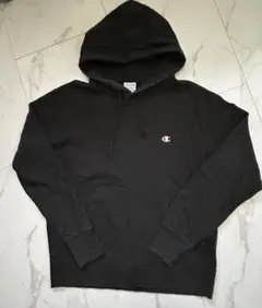 90s Champion ブラック フード付きパーカー M
