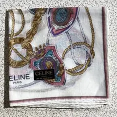 CELINE　セリーヌ　ハンカチ　船具　ロープ　ホワイト×ピンク系　約51cm