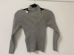 shein 肩出し オフショルダー　リブニット グレー F