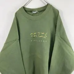 USA製 90s mistletoe アート 刺繍 スウェット グリーン