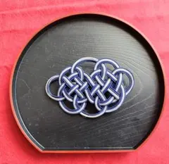 水引　ネイビー　シルバー　亀結び　ハンドメイド　ヘアピン