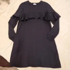 GREENLABEL RELAXING 黒 フリルワンピース 145cm