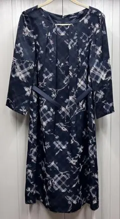 NEW YORKER 紺色 7部袖ワンピース