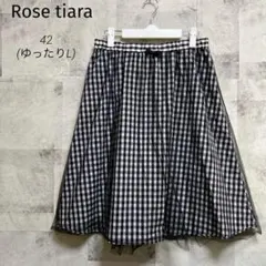 Rose tiara【42(L〜LL)】チュールスカート 白黒チェック ゆったり