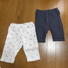 ベビー服 チェリー柄と無地パンツセット