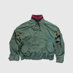 90s CHEVROLET シボレー 企業ロゴ ナイロンジャケット モス L