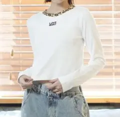 ￥4400新品LOVE BOAT ラブボート ショート丈ロンT ヒョウ柄 長袖Ｌ