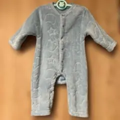 ライトブルー 星とくま模様ロンパース 80