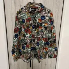 BANANA REPUBLIC 総柄長袖シャツ ベージュ S