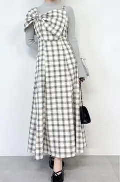 LILY BROWN リリーブラウン アメスリチェックワンピース ベージュ