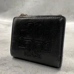 TORY BURCH レザー ブラック マックグロー 折り財布 8666