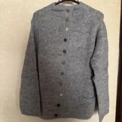 アルパカ100% グレー 長袖カーディガン