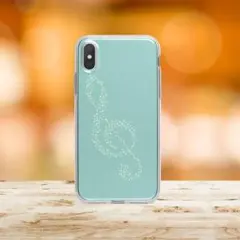 iPhone14対応♬音符で紡いだト音記号（アイスグリーン）♬ハードケース