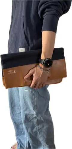 【MEN'S】美品 クレドラン×エディフィス クラッチバッグ ネイビー